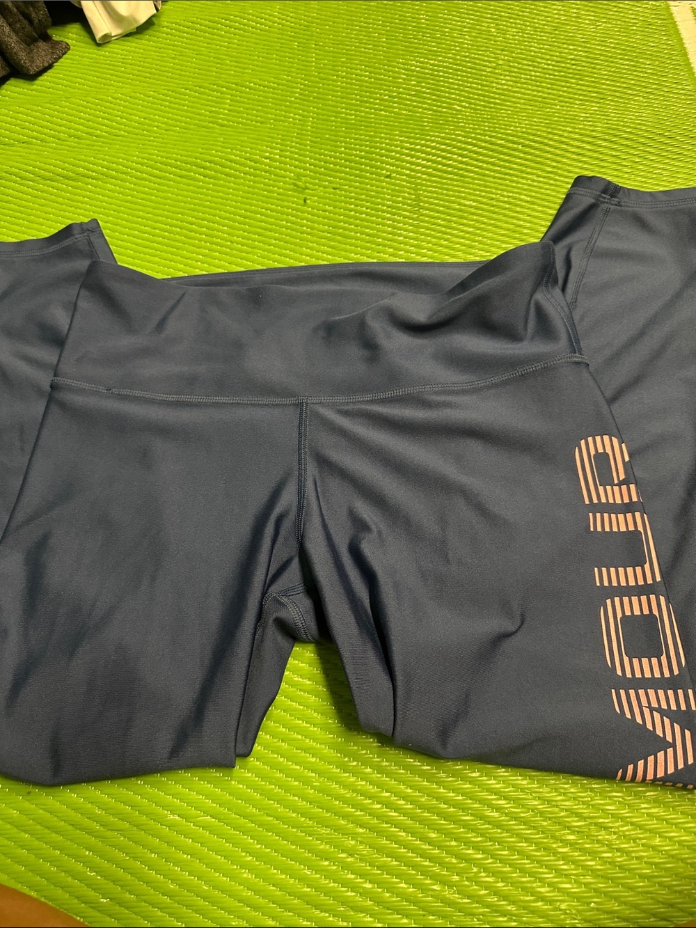 Kids Navy Athletic Leggings with Pink Logo